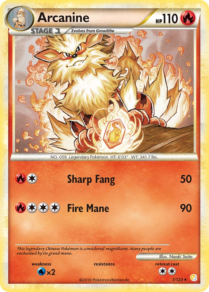 Arcanine (1/123) (Theme Deck Exclusive) [HeartGold & SoulSilver: Base Set] | Mega City Incorporated