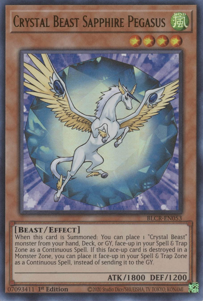 Crystal Beast Sapphire Pegasus [BLCR-EN053] Ultra Rare | Mega City Incorporated