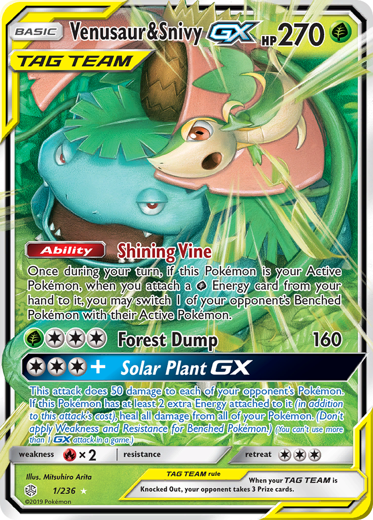 Venusaur & Snivy GX (1/236) [Sun & Moon: Cosmic Eclipse] | Mega City Incorporated