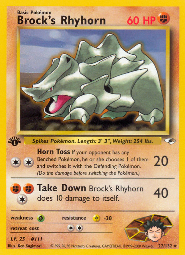 Brock's Rhyhorn (22/132) [Gym Heroes 1st Edition] | Mega City Incorporated