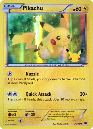 Pikachu (26/83) (20th Anniversary) [XY: Generations] | Mega City Incorporated