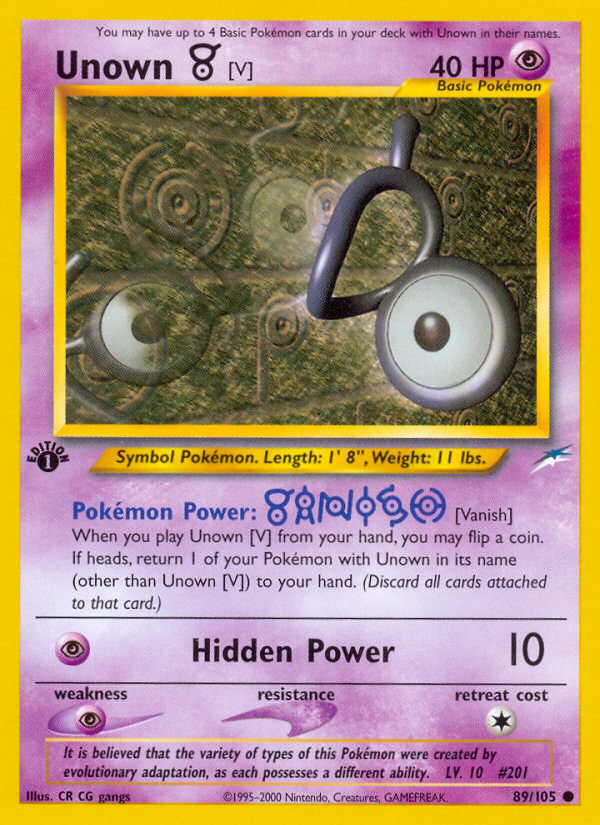 Unown [V] (89/105) [Neo Destiny 1st Edition] | Mega City Incorporated