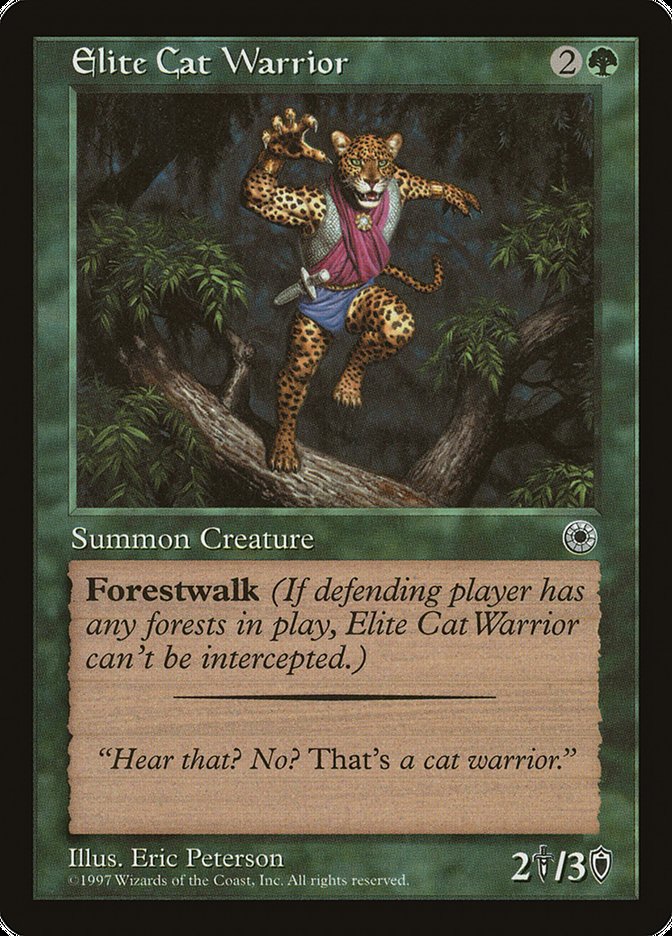 Elite Cat Warrior (With Flavor Text) [Portal] | Mega City Incorporated