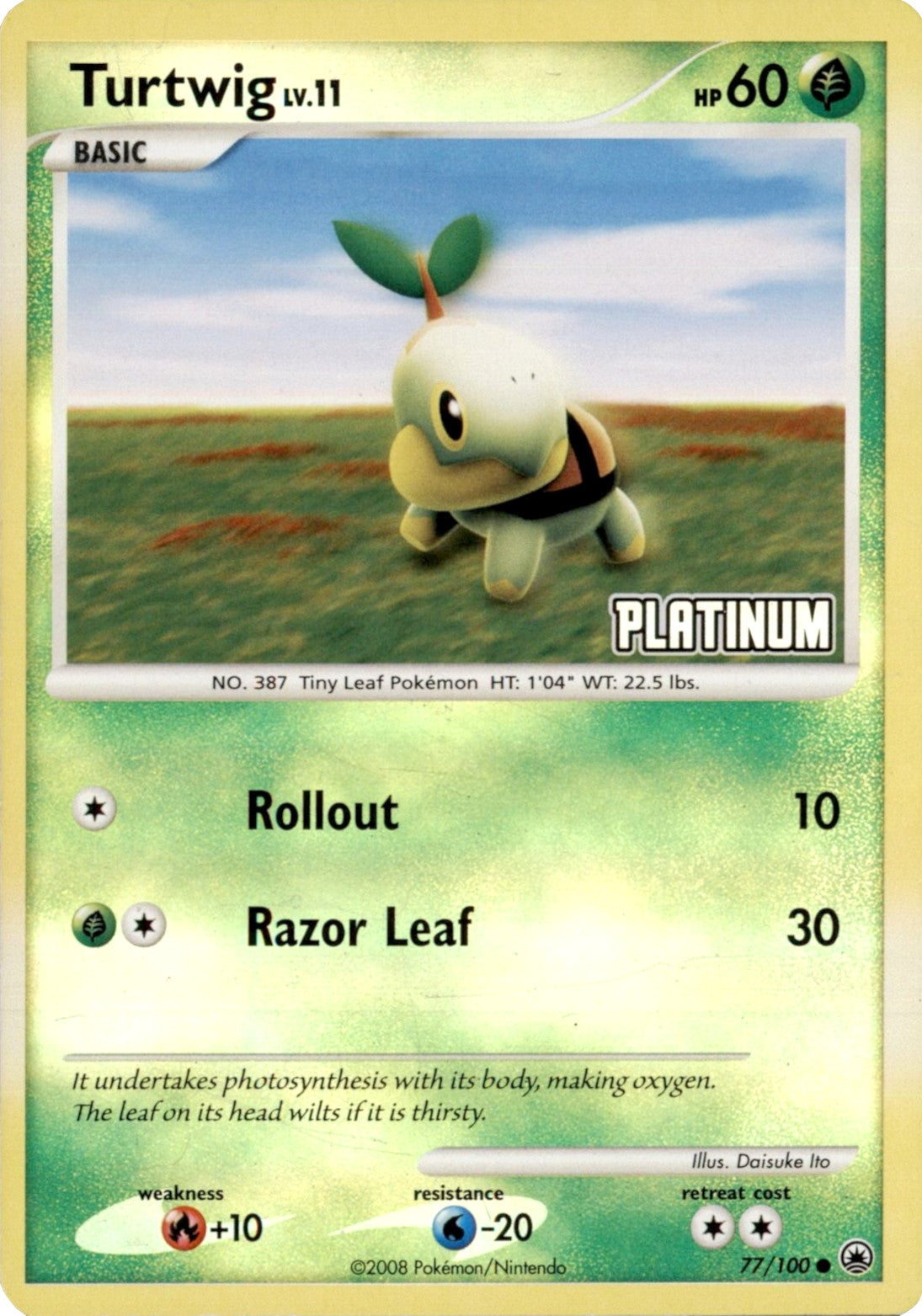 Turtwig LV.11 (77/100) (Platinum) [Burger King Promos: 2008 Collection] | Mega City Incorporated