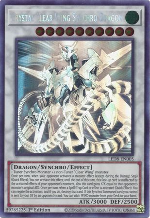 Crystal Clear Wing Synchro Dragon [LED8-EN005] Ghost Rare | Mega City Incorporated