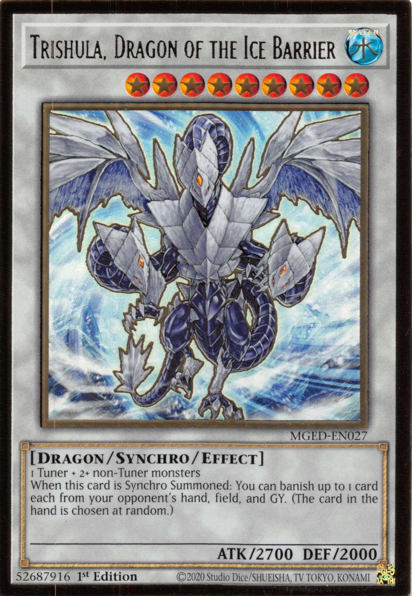 Trishula, Dragon of the Ice Barrier [MGED-EN027] Gold Rare | Mega City Incorporated