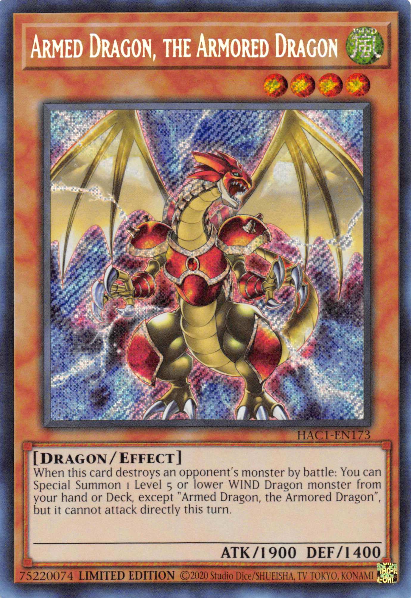 Armed Dragon, the Armored Dragon [HAC1-EN173] Secret Rare | Mega City Incorporated