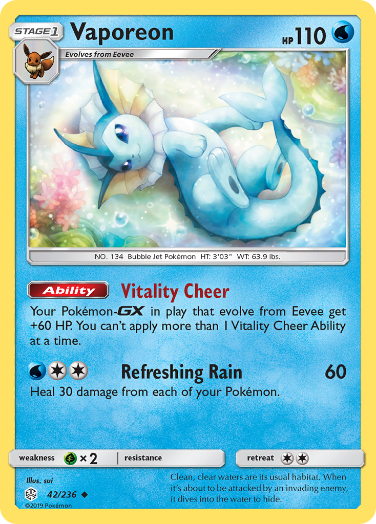 Vaporeon (42/236) [Sun & Moon: Cosmic Eclipse] | Mega City Incorporated