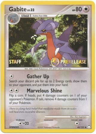 Gabite (48/123) (Staff Prerelease Promo) [Diamond & Pearl: Black Star Promos] | Mega City Incorporated