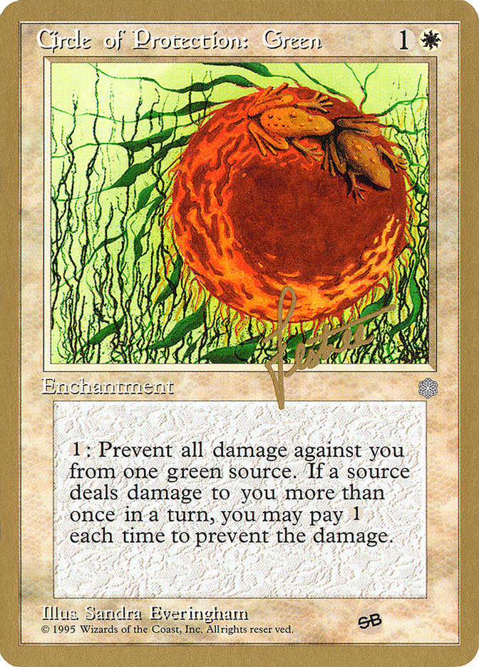 Circle of Protection: Green (Bertrand Lestree) (SB) (ICE) [Pro Tour Collector Set] | Mega City Incorporated