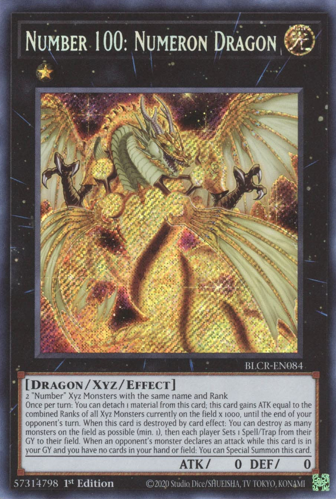 Number 100: Numeron Dragon [BLCR-EN084] Secret Rare | Mega City Incorporated