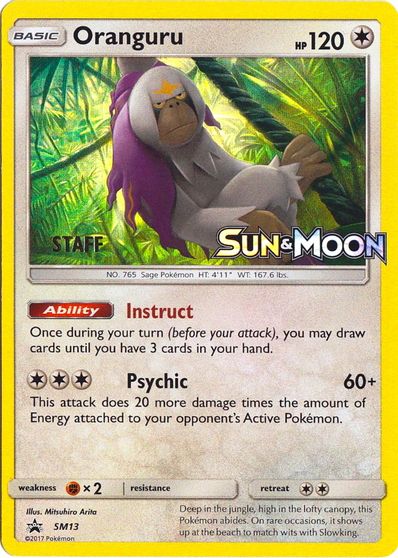 Oranguru (SM13) (Staff Prerelease Promo) [Sun & Moon: Black Star Promos] | Mega City Incorporated