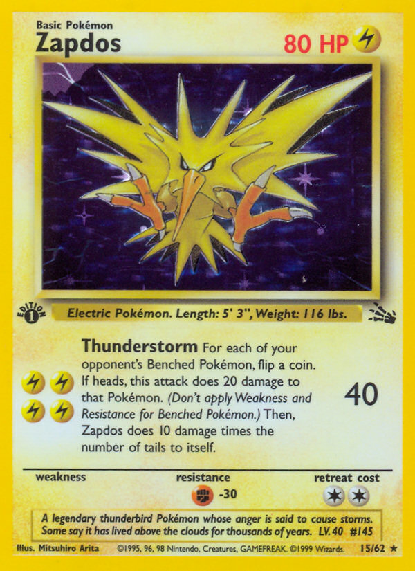 Zapdos (15/62) [Fossil 1st Edition] | Mega City Incorporated