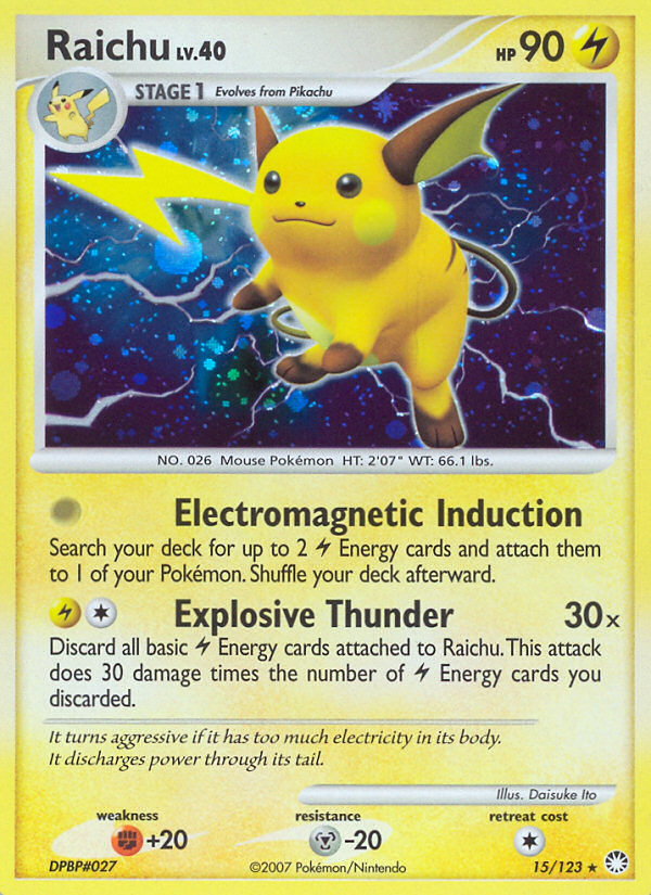 Raichu (15/123) [Diamond & Pearl: Mysterious Treasures] | Mega City Incorporated