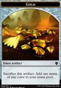 Gold (010) // Cat Dragon (009) Double-sided Token [Commander 2017 Tokens] | Mega City Incorporated