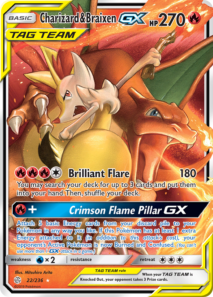 Charizard & Braixen GX (22/236) [Sun & Moon: Cosmic Eclipse] | Mega City Incorporated