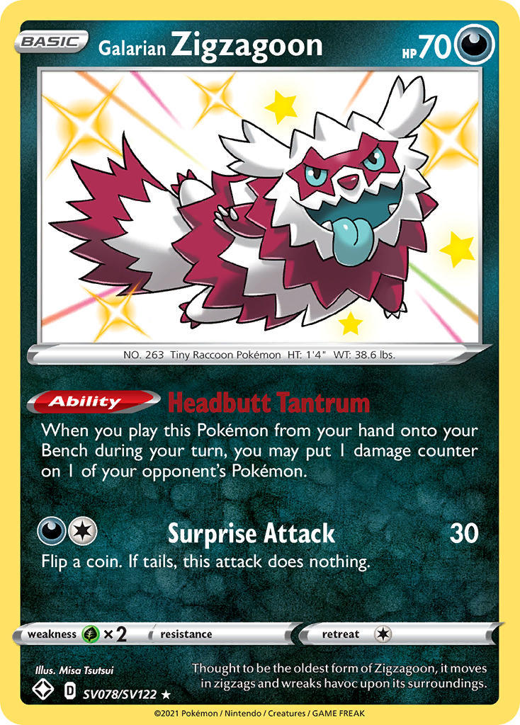 Galarian Zigzagoon (SV078/SV122) [Sword & Shield: Shining Fates] | Mega City Incorporated