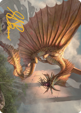 Ancient Gold Dragon Art Card (28) (Gold-Stamped Signature) [Commander Legends: Battle for Baldur's Gate Art Series] | Mega City Incorporated