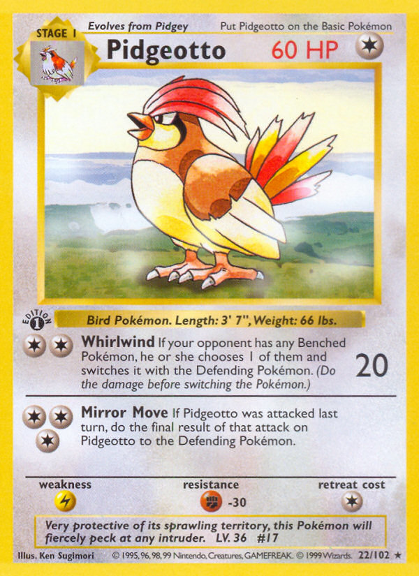 Pidgeotto (22/102) (Shadowless) [Base Set 1st Edition] | Mega City Incorporated