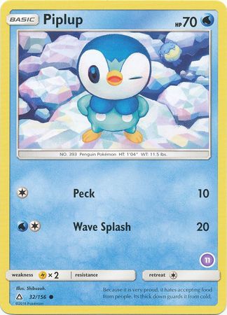 Piplup (32/156) (Deck Exclusive #11) [Sun & Moon: Trainer Kit - Alolan Sandslash] | Mega City Incorporated