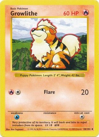 Growlithe (28/102) [Base Set Shadowless Unlimited] | Mega City Incorporated