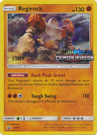 Regirock (SM74) (Staff Prerelease Promo) [Sun & Moon: Black Star Promos] | Mega City Incorporated