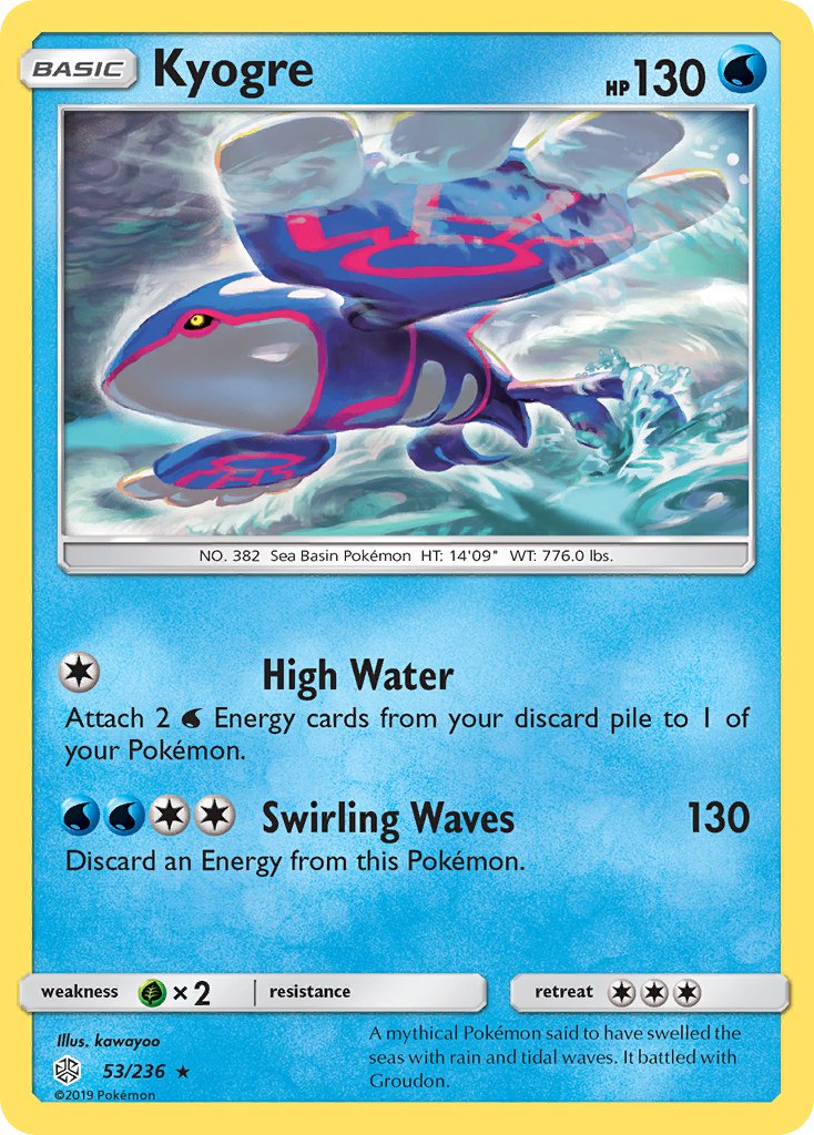 Kyogre (53/236) (Cracked Ice Holo) (Theme Deck Exclusive) [Sun & Moon: Cosmic Eclipse] | Mega City Incorporated