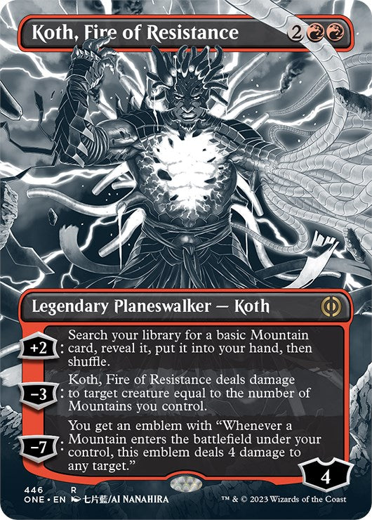 Koth, Fire of Resistance (Borderless Manga Step-and-Compleat Foil) [Phyrexia: All Will Be One] | Mega City Incorporated