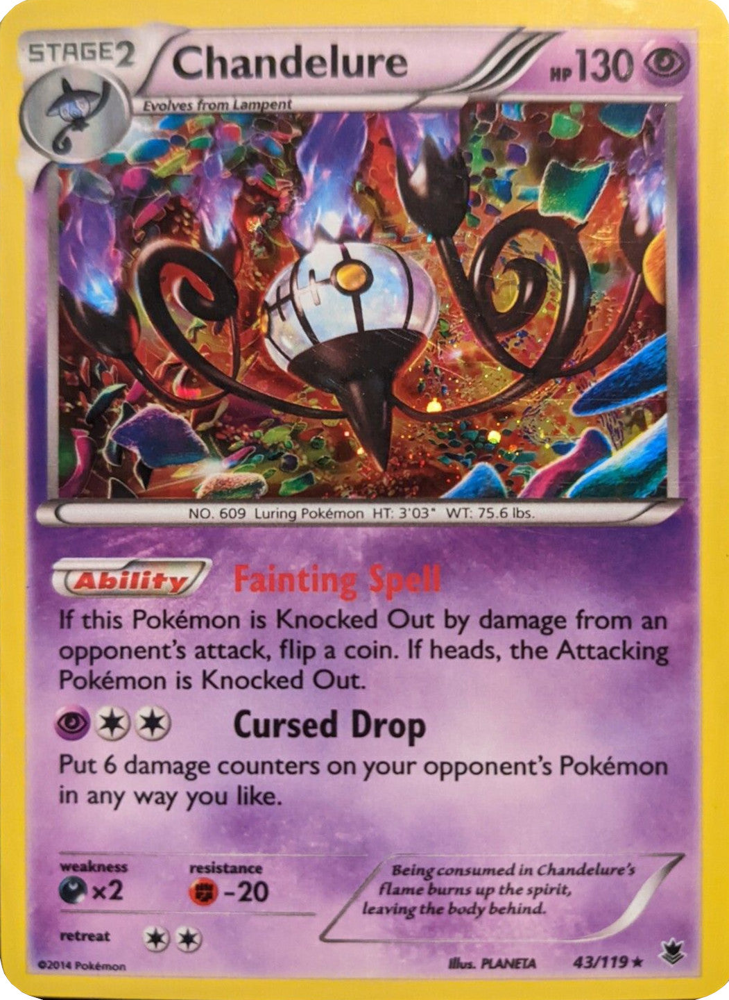 Chandelure (43/119) (Cosmos Holo) [XY: Phantom Forces] | Mega City Incorporated