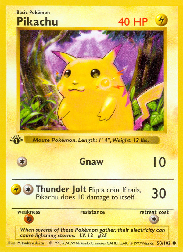 Pikachu (58/102) (Shadowless) [Base Set 1st Edition] | Mega City Incorporated