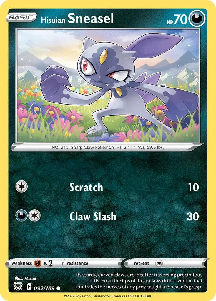 Hisuian Sneasel (092/189) (Theme Deck Exclusive) [Sword & Shield: Astral Radiance] | Mega City Incorporated