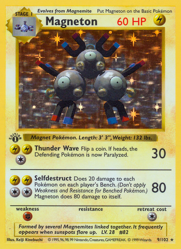 Magneton (9/102) (Shadowless) [Base Set 1st Edition] | Mega City Incorporated