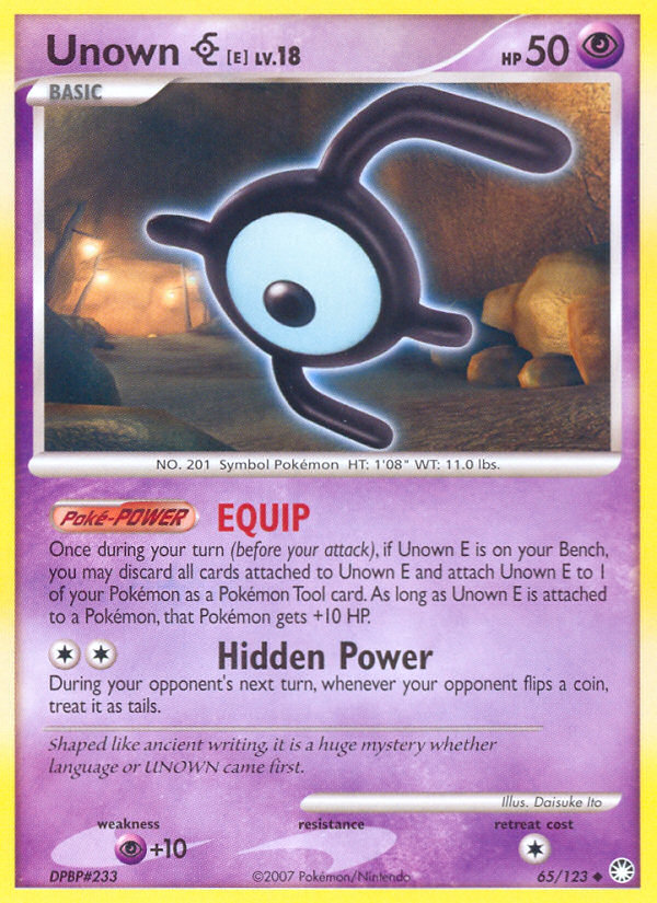 Unown E (65/123) [Diamond & Pearl: Mysterious Treasures] | Mega City Incorporated