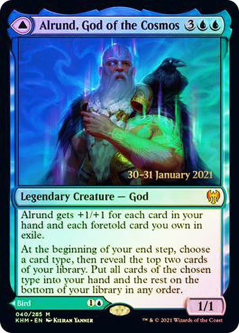 Alrund, God of the Cosmos // Hakka, Whispering Raven  [Kaldheim Prerelease Promos] | Mega City Incorporated