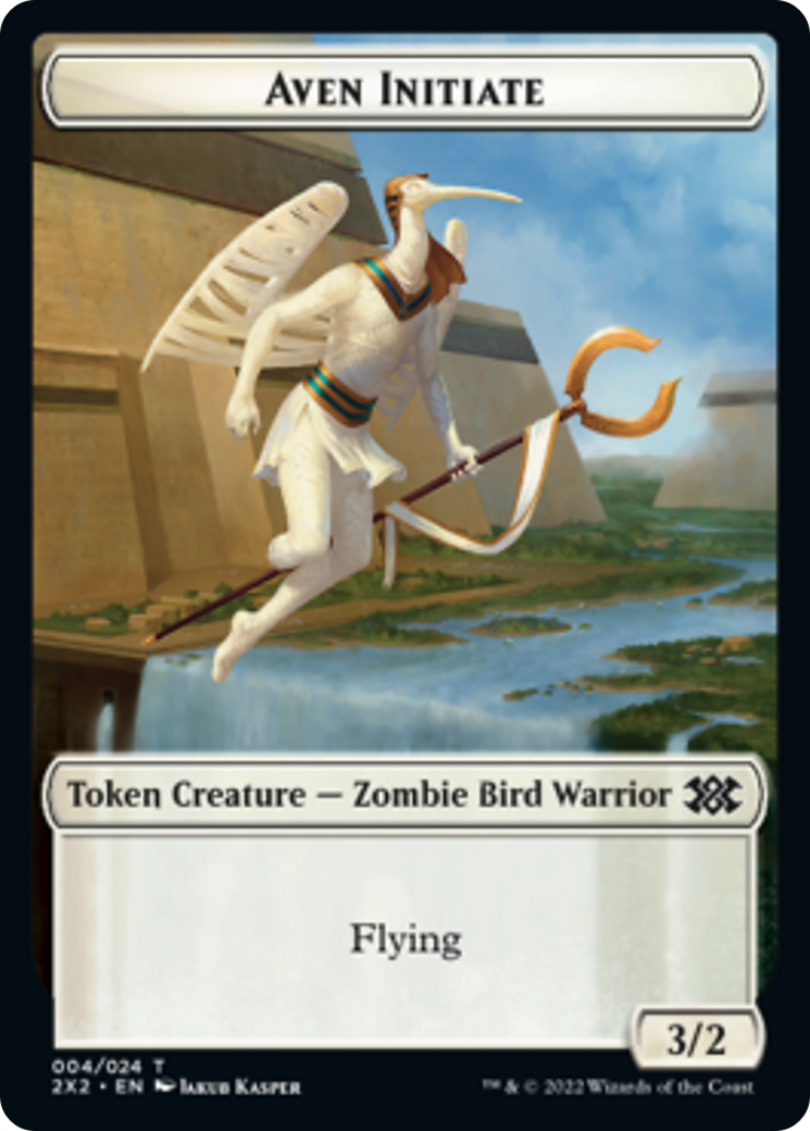 Worm // Aven Initiate Double-sided Token [Double Masters 2022 Tokens] | Mega City Incorporated