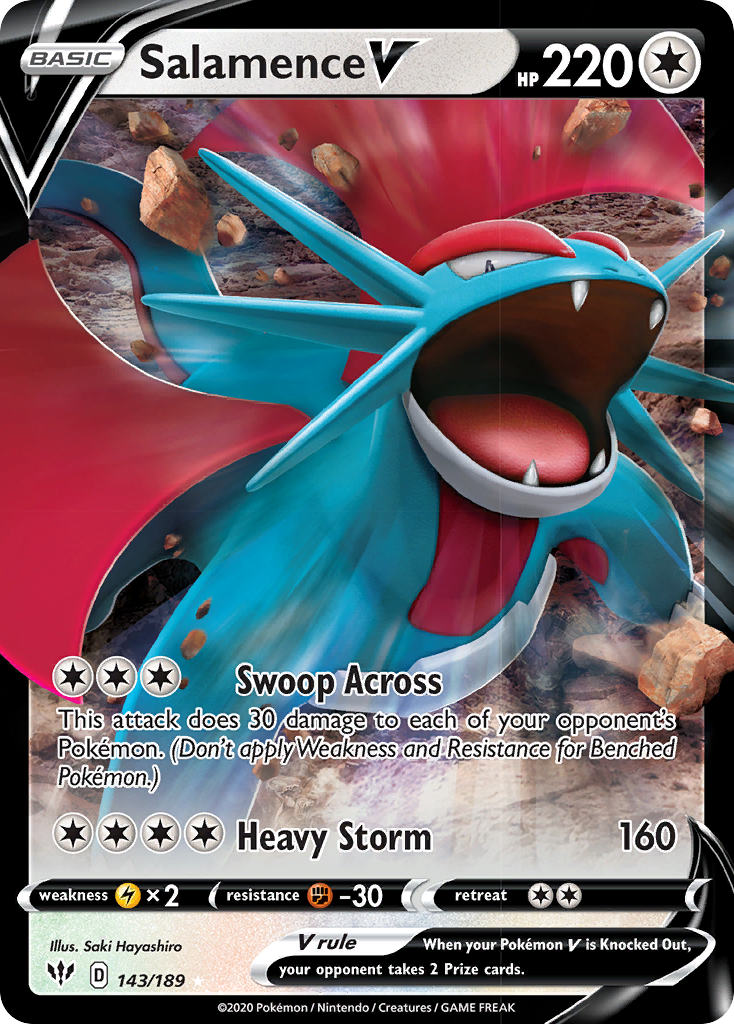 Salamence V (143/189) [Sword & Shield: Darkness Ablaze] | Mega City Incorporated