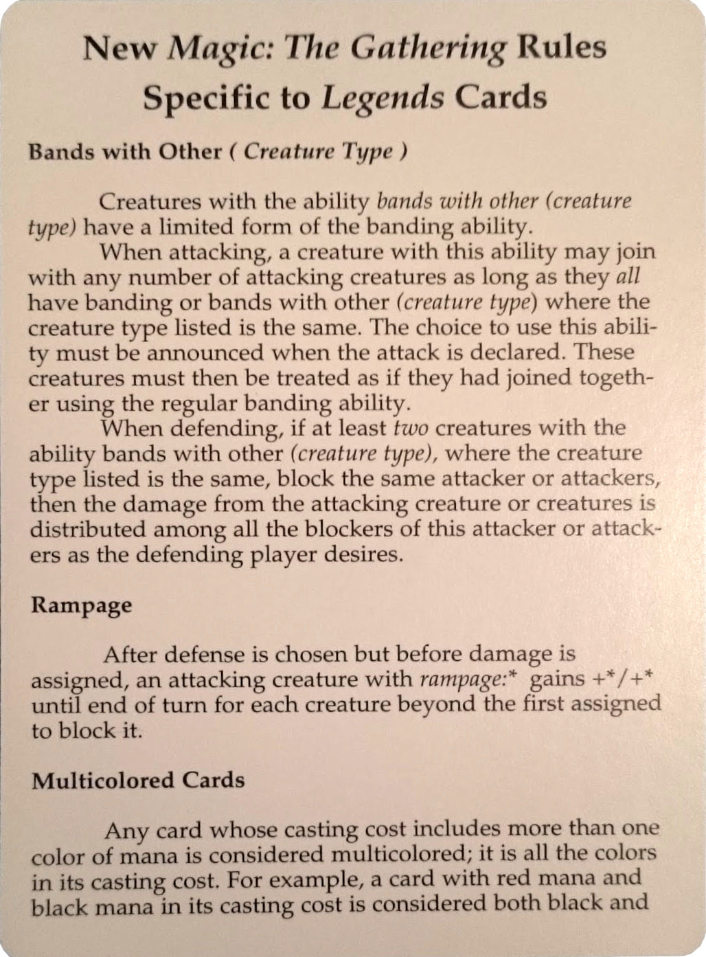 Legends Rules Card [Legends Tokens] | Mega City Incorporated