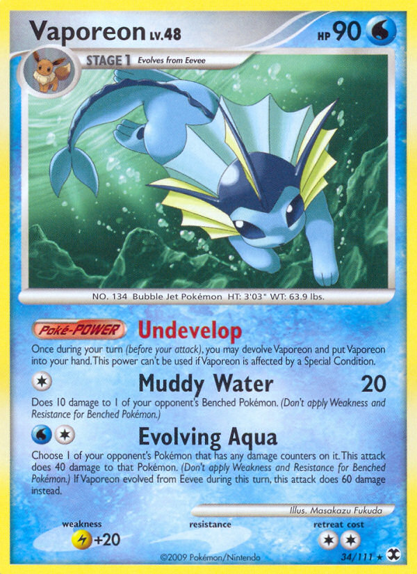 Vaporeon (34/111) [Platinum: Rising Rivals] | Mega City Incorporated