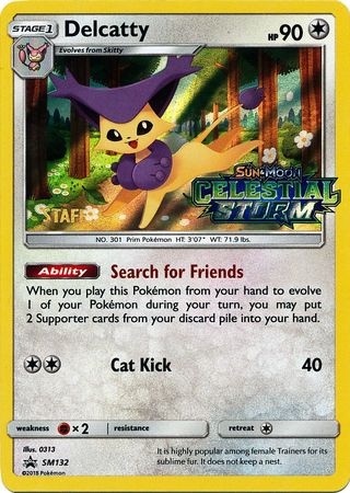 Delcatty (SM132) (Staff Prerelease Promo) [Sun & Moon: Black Star Promos] | Mega City Incorporated