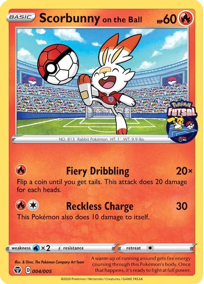 Scorbunny on the Ball (004/005) [Pokemon Futsal Collection] | Mega City Incorporated