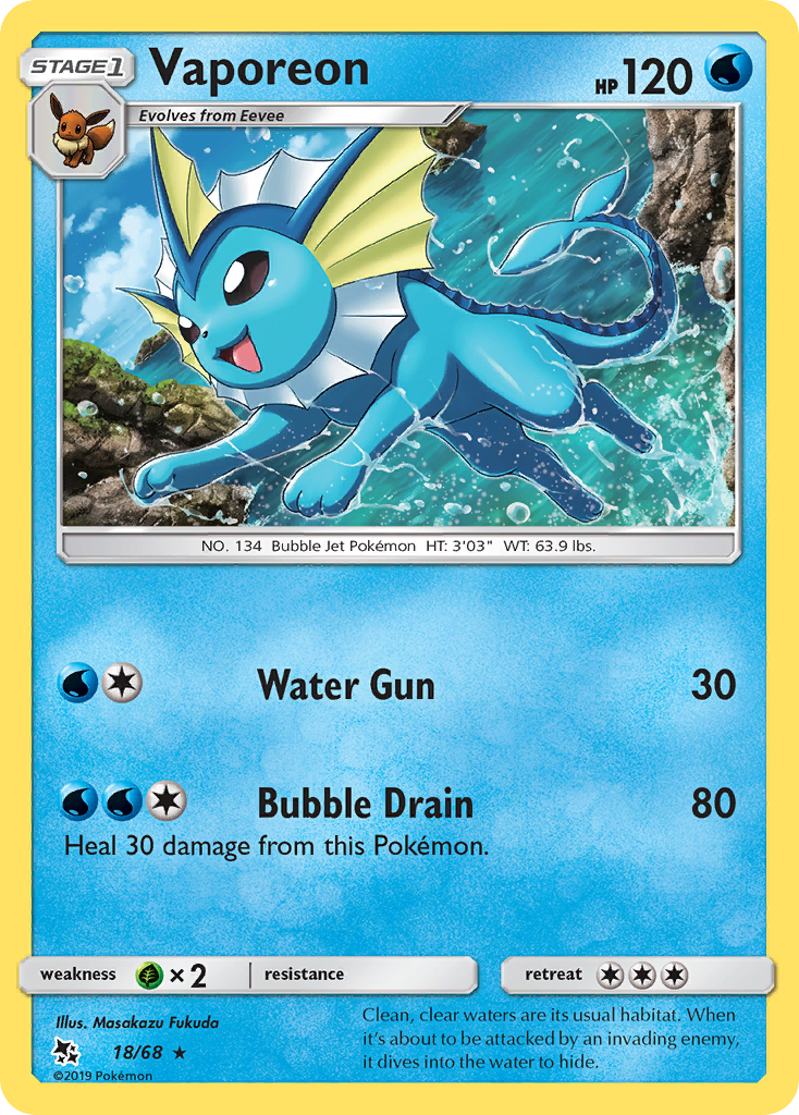 Vaporeon (18/68) [Sun & Moon: Hidden Fates] | Mega City Incorporated